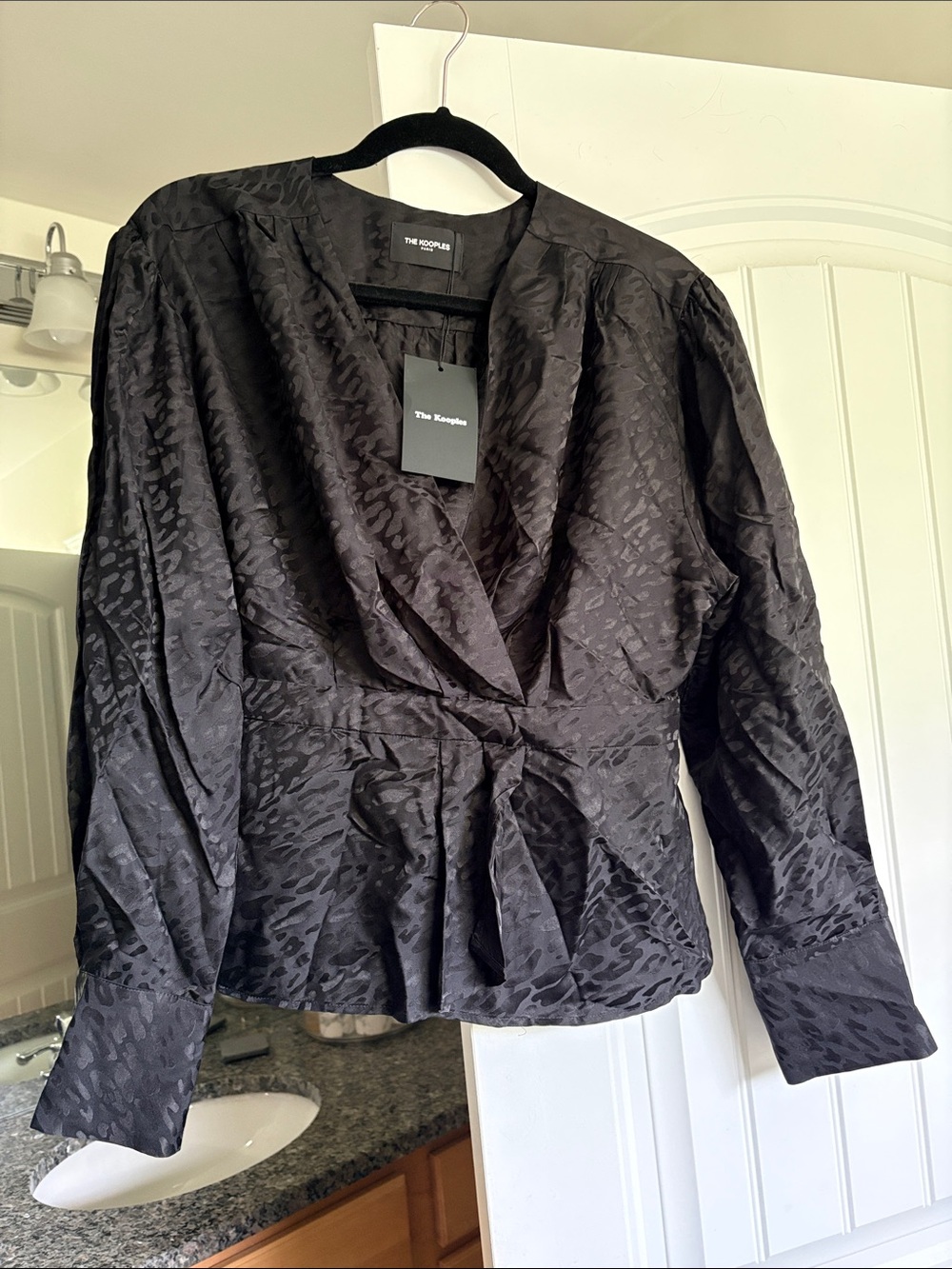 NWT The Kooples Black Textured Wrap-Front Blazer